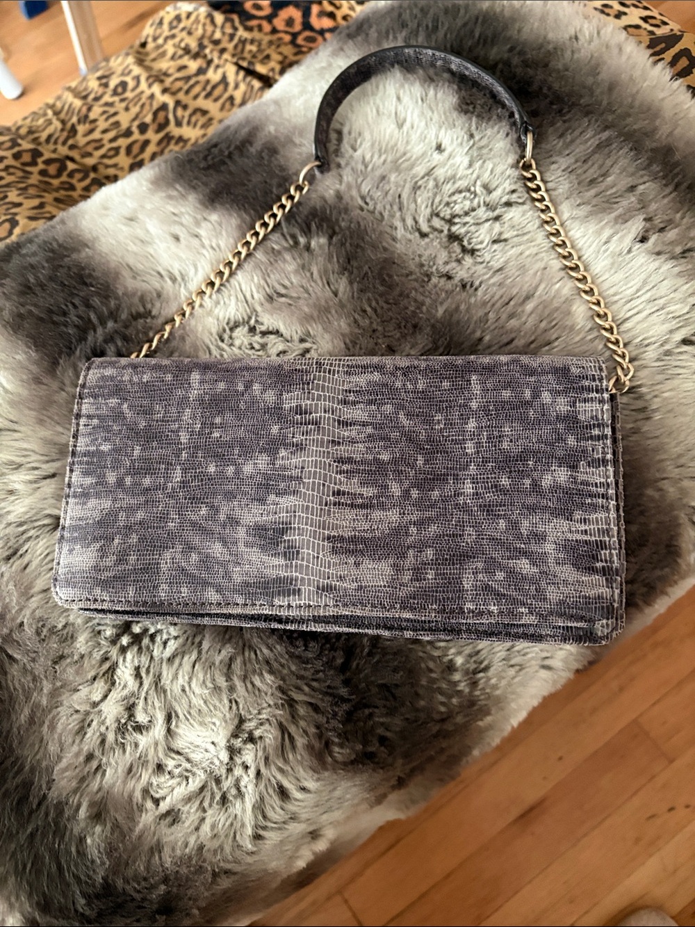 Banana Republic Gray Textured Chain-Handle Clutch
